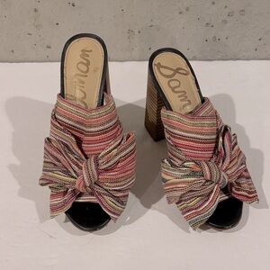 Sam Edelman Colorful Striped Yumi Mules with Accent Bow - Size  7